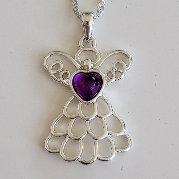 Avon | Mary February Birthstone Angel Necklace Amethyst Color - Picture 3 of 8